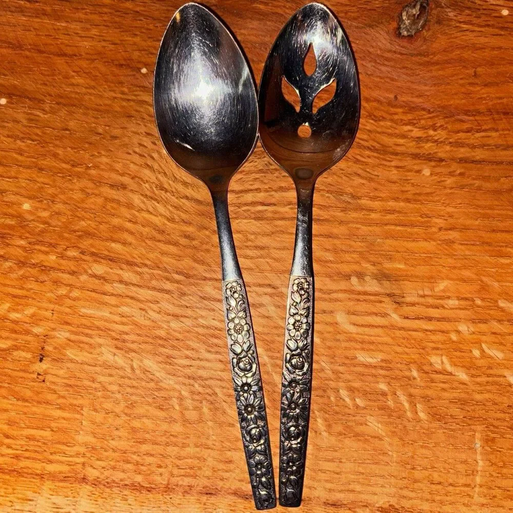 Set of 2 O Roger’s Oneida Stainless Steel Serving Spoons